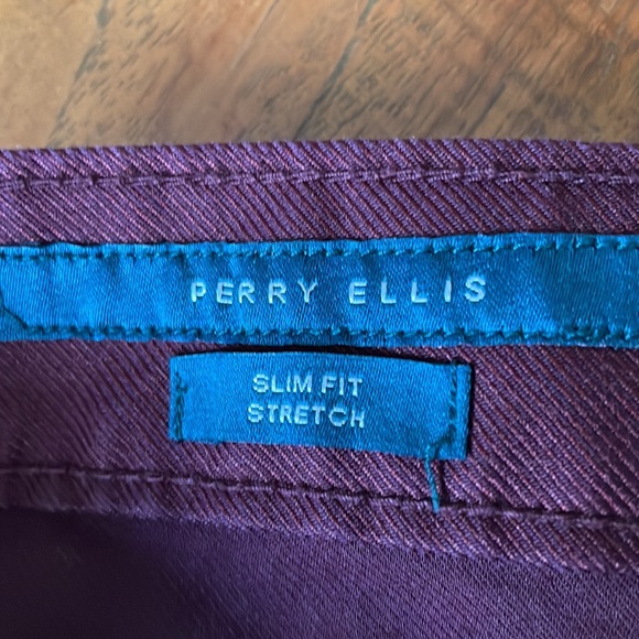 Perry Ellis Slim Fit Stretch Burgundy Pants W38 L36 - Picture 5 of 8